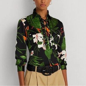 NWT Ralph Lauren Long Sleeve Floral Blouse Top size XS